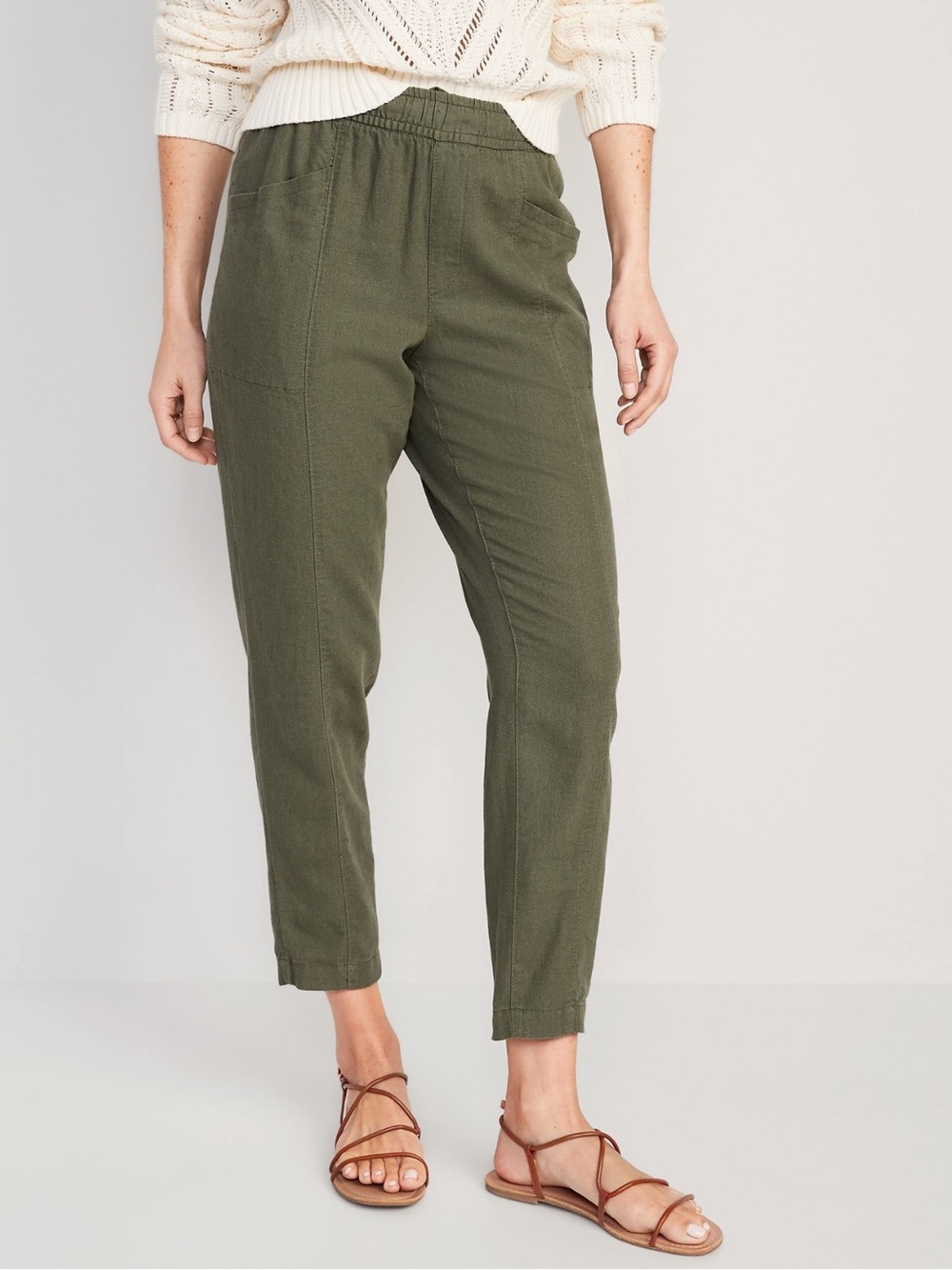 High-Rise Straight Taper Linen Pants
